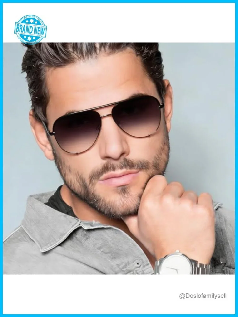 Oversized Aviator Sunglasses with Metal Frame and Polarized Lenses
